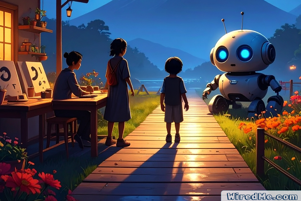 Parent and child arranging 1-2-3 step cards while a small robot follows the path, showing sequencing in coding.